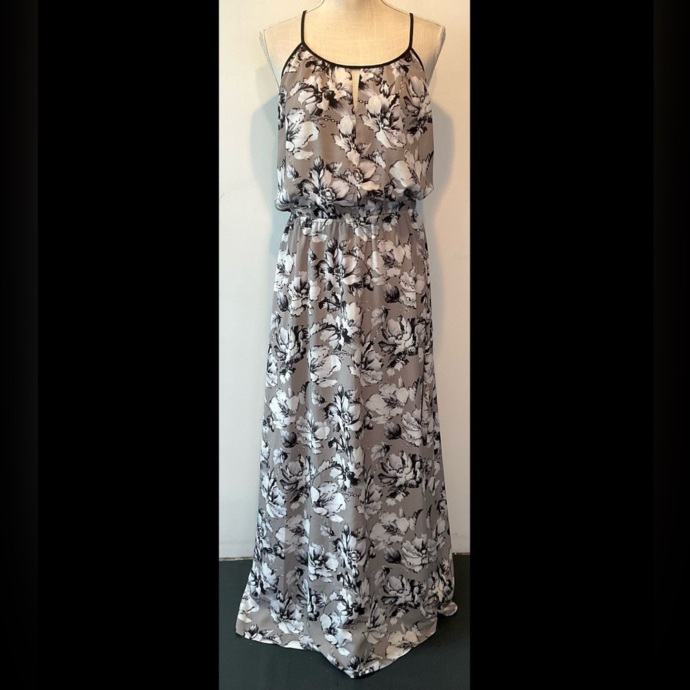 Victoria's Secret Gray Black Floral Halter Maxi Dress